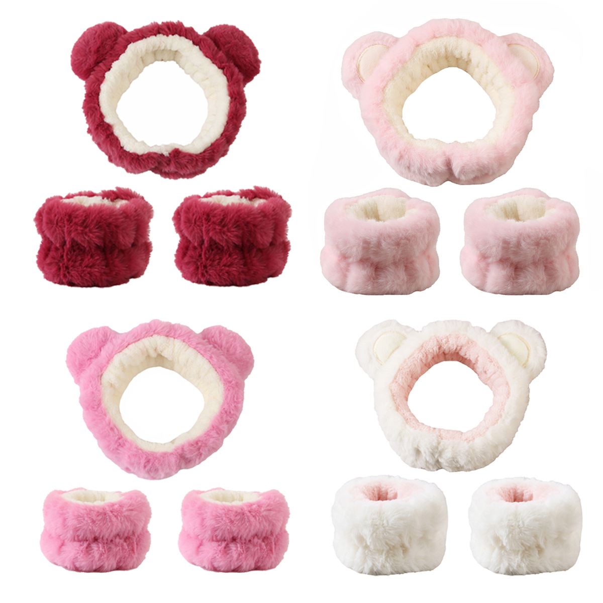 3pcs Cute Bear Headband Set Fl - đánh giá và giá Skincare Animate
